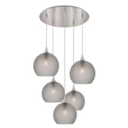 768 5 Pendant Cascade Chandelier-Bicycle Glass Co-Celestial-Slate Gray-Antique Bronze - 4ft Cord-Bicycle Glass Co