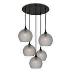 768 5 Pendant Cascade Chandelier-Bicycle Glass Co-Celestial-Slate Gray-Matte Black - 4ft Cord-Bicycle Glass Co