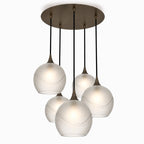 768 5 Pendant Cascade Chandelier-Bicycle Glass Co-Glacial-Eco Clear-Antique Bronze - 4ft Cord-Bicycle Glass Co