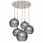 768 5 Pendant Cascade Chandelier-Bicycle Glass Co-Glacial-Slate Gray-Brushed Nickel - 4ft Cord-Bicycle Glass Co