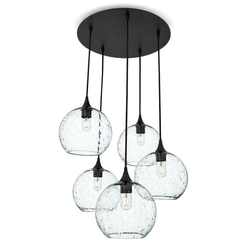 768 5 Pendant Cascade Chandelier — Lunar / Eco Clear / Matte Black - Custom