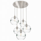 768 5 Pendant Cascade Chandelier-Bicycle Glass Co-Swell-Eco Clear-Brushed Nickel - 4ft Cord-Bicycle Glass Co