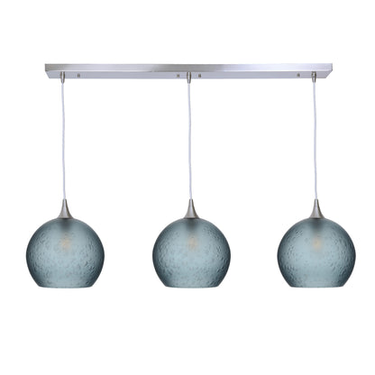 768 Celestial: 3 Pendant Linear Chandelier-Glass-Bicycle Glass Co - Hotshop-Slate Gray-Brushed Nickel-Bicycle Glass Co