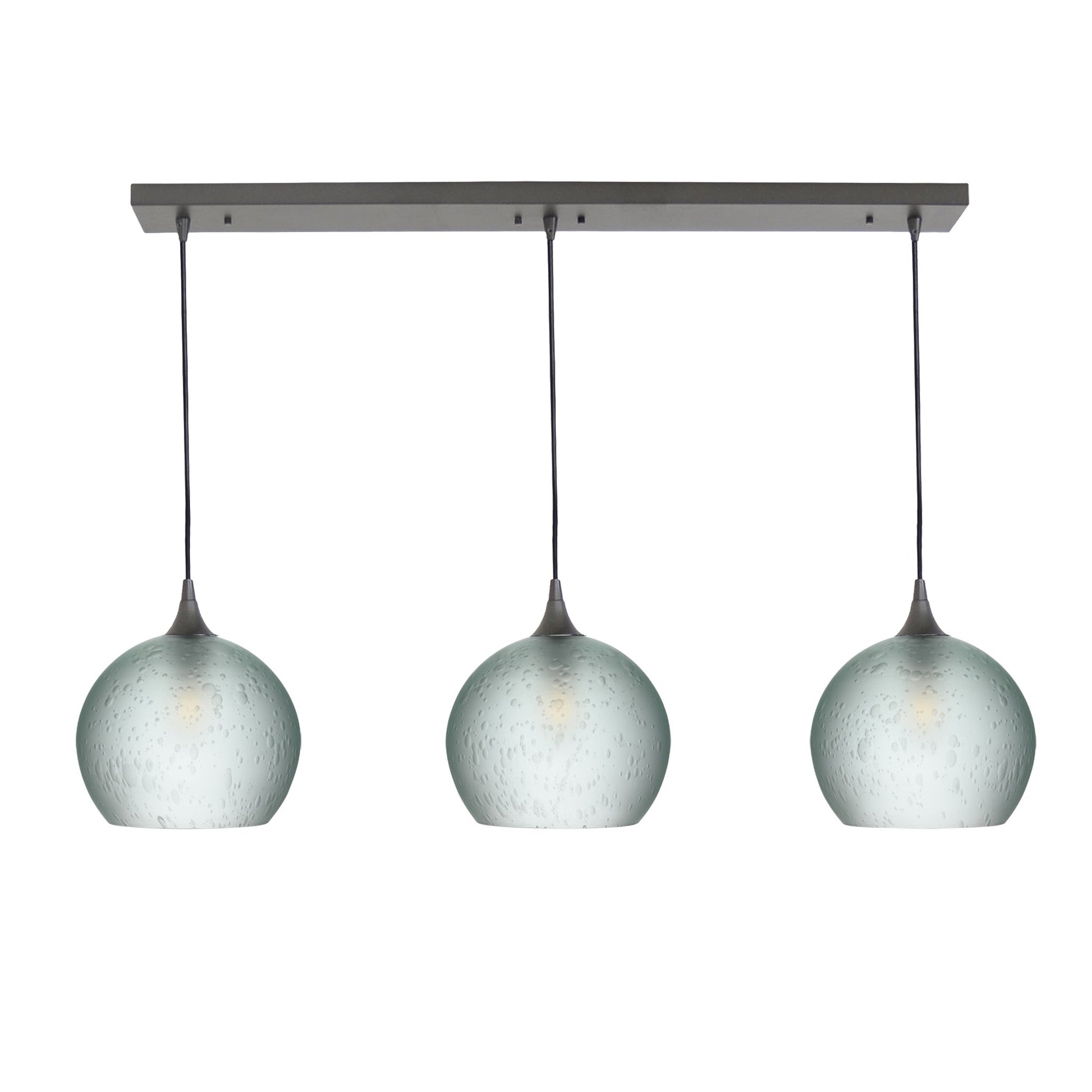 768 Celestial: 3 Pendant Linear Chandelier-Glass-Bicycle Glass Co - Hotshop-Eco Clear-Antique Bronze-Bicycle Glass Co