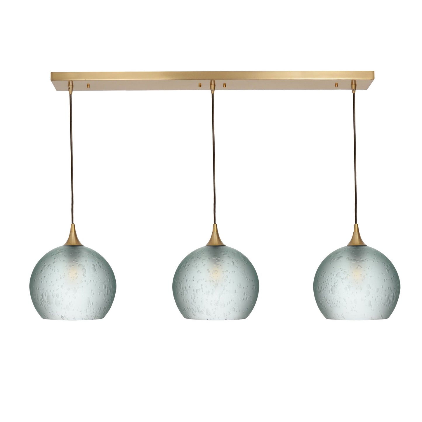 768 Celestial: 3 Pendant Linear Chandelier-Glass-Bicycle Glass Co - Hotshop-Eco Clear-Polished Brass-Bicycle Glass Co