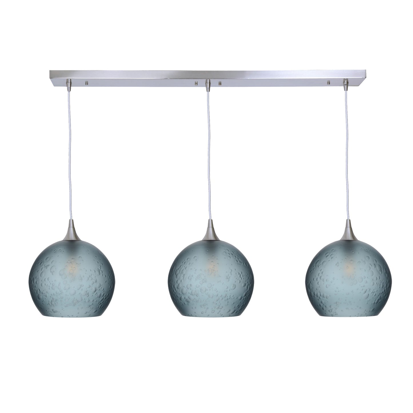 768 Celestial: 3 Pendant Linear Chandelier-Glass-Bicycle Glass Co - Hotshop-Slate Gray-Brushed Nickel-Bicycle Glass Co