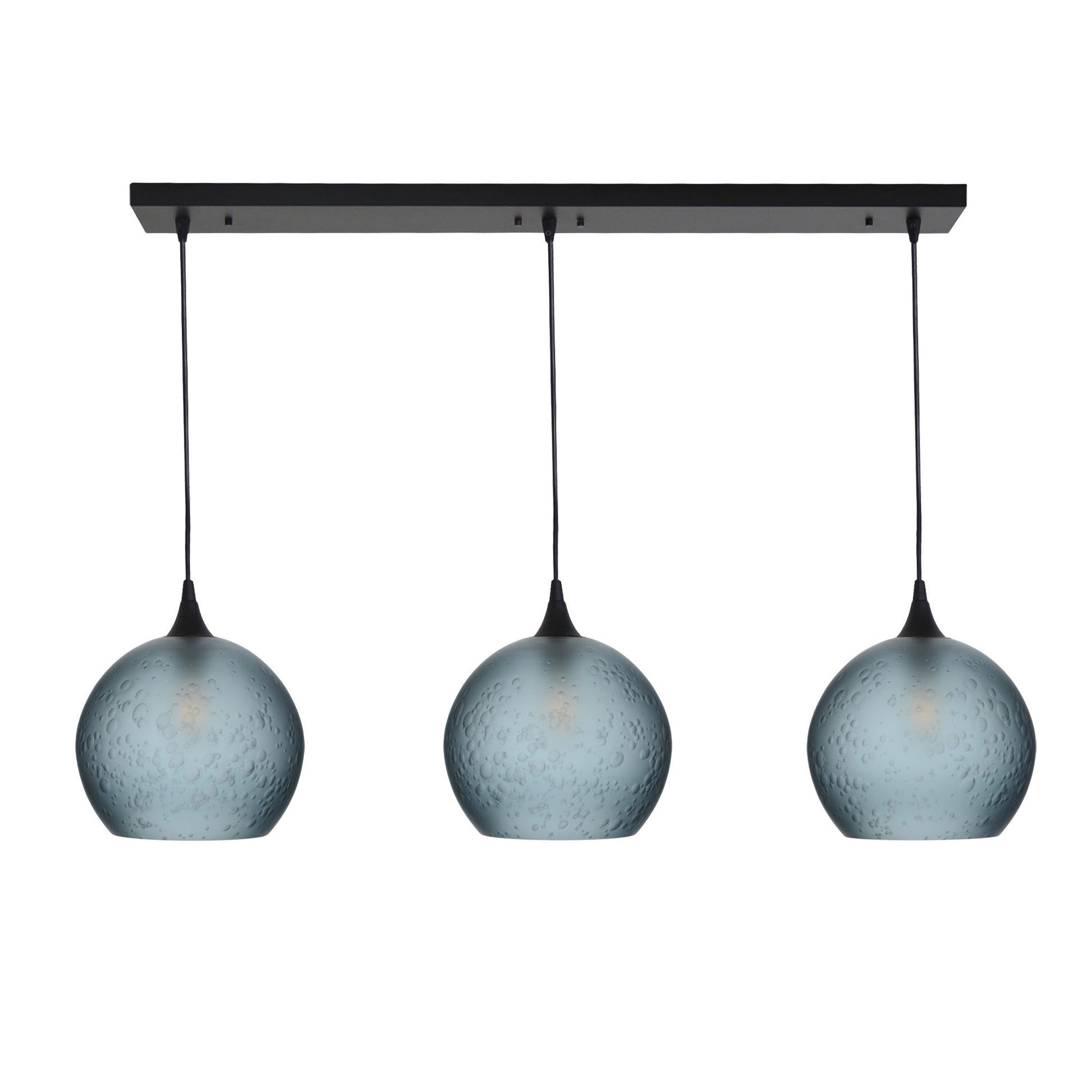 768 Celestial: 3 Pendant Linear Chandelier-Glass-Bicycle Glass Co - Hotshop-Slate Gray-Matte Black-Bicycle Glass Co