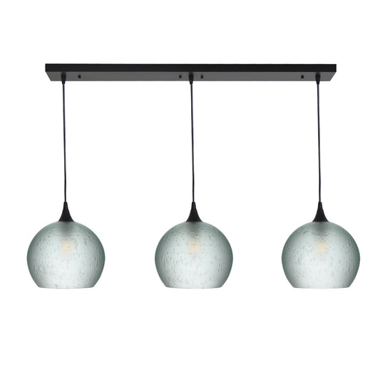 768 Celestial: 3 Pendant Linear Chandelier-Glass-Bicycle Glass Co - Hotshop-Eco Clear-Matte Black-Bicycle Glass Co