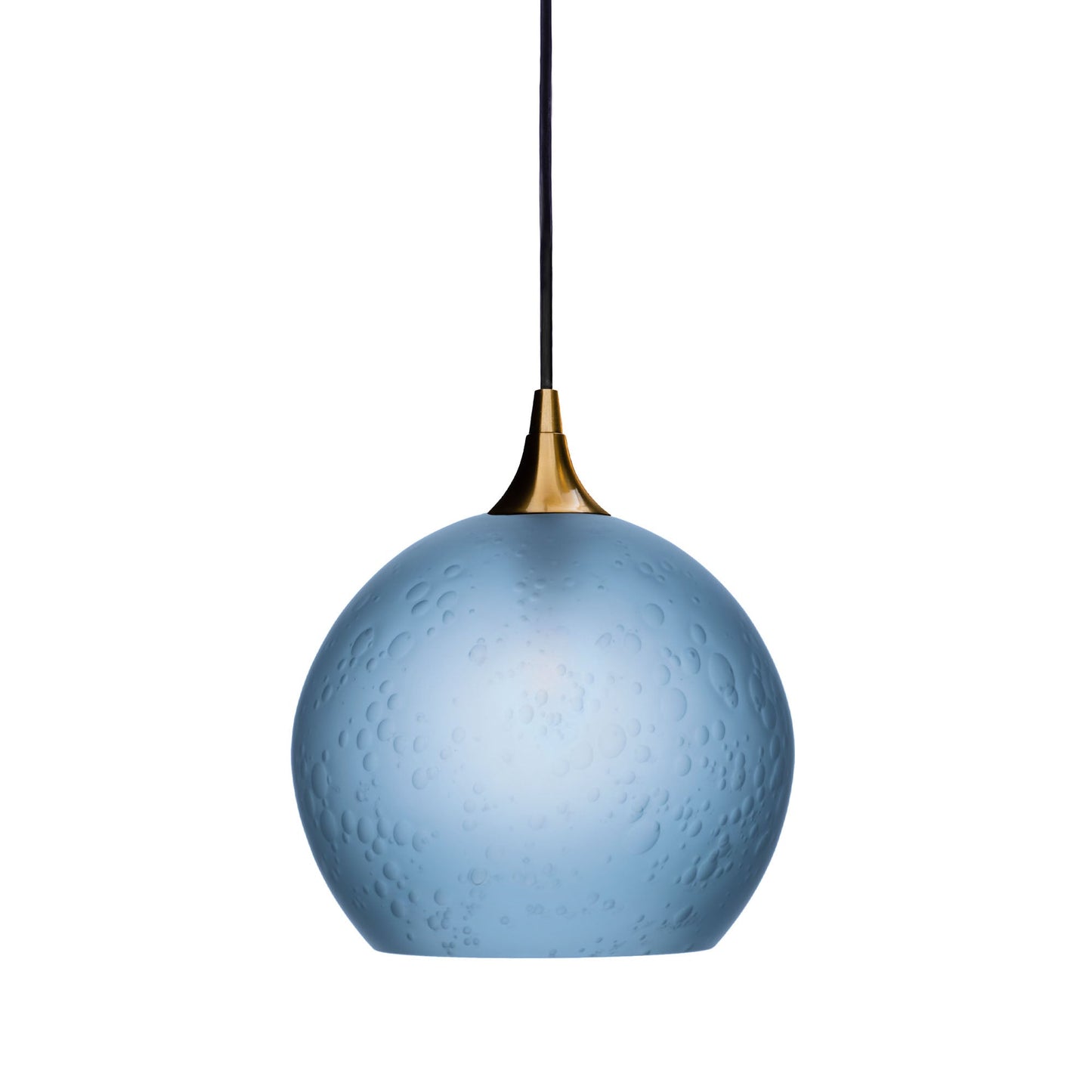 768 Celestial: Single Pendant Light-Glass-Bicycle Glass Co - Hotshop-Steel Blue-Polished Brass-Bicycle Glass Co