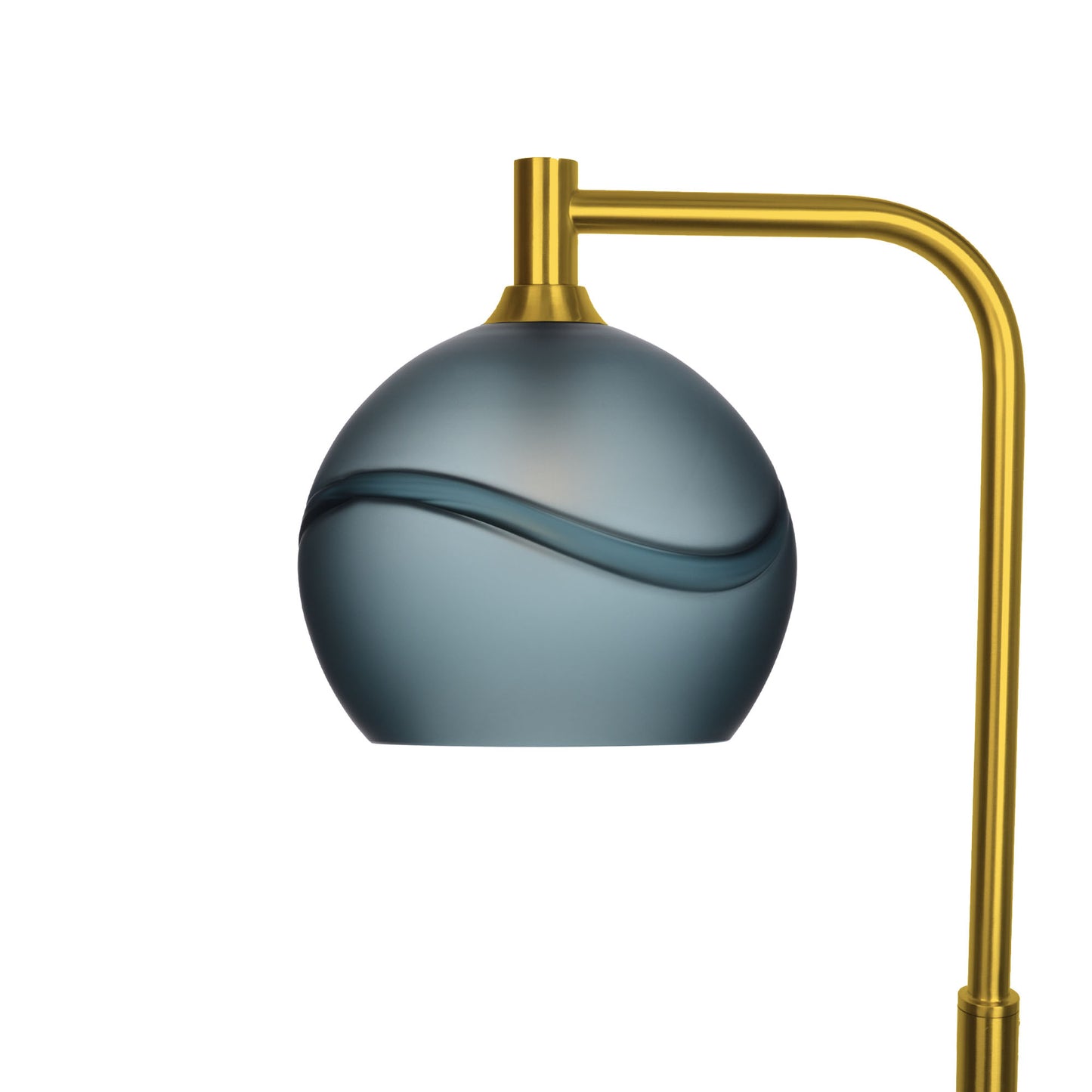 768 Floor Lamp-Glass-Bicycle Glass Co - Hotshop-Glacial-Slate Gray-Polished Brass-Bicycle Glass Co