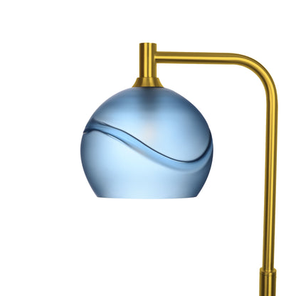 768 Floor Lamp-Glass-Bicycle Glass Co - Hotshop-Glacial-Steel Blue-Polished Brass-Bicycle Glass Co