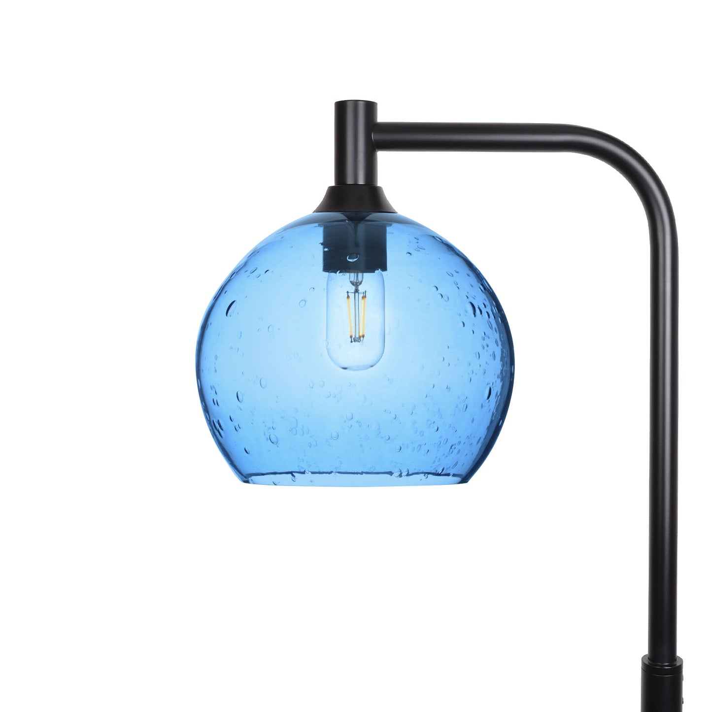 768 Floor Lamp-Glass-Bicycle Glass Co - Hotshop-Lunar-Steel Blue-Matte Black-Bicycle Glass Co