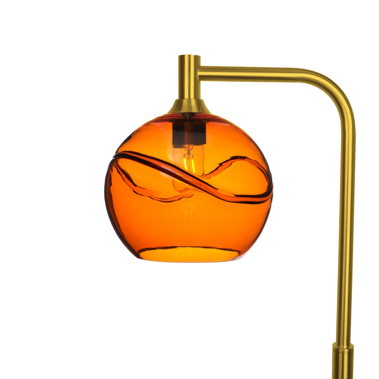 768 Floor Lamp-Glass-Bicycle Glass Co - Hotshop-Swell-Golden Amber-Polished Brass-Bicycle Glass Co