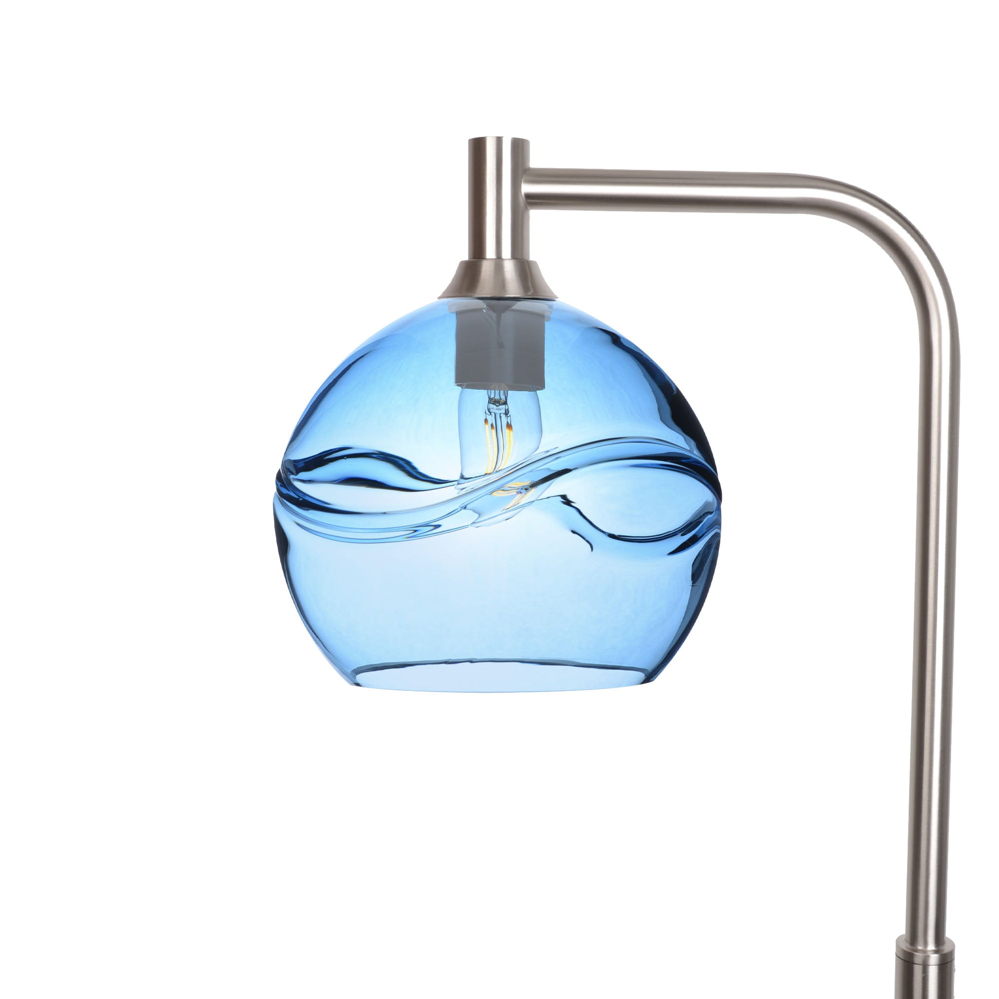 768 Floor Lamp-Glass-Bicycle Glass Co - Hotshop-Swell-Steel Blue-Brushed Nickel-Bicycle Glass Co