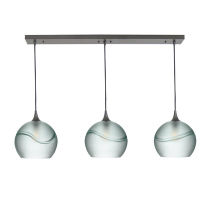 768 Glacial: 3 Pendant Linear Chandelier-Glass-Bicycle Glass Co - Hotshop-Eco Clear-Antique Bronze-Bicycle Glass Co