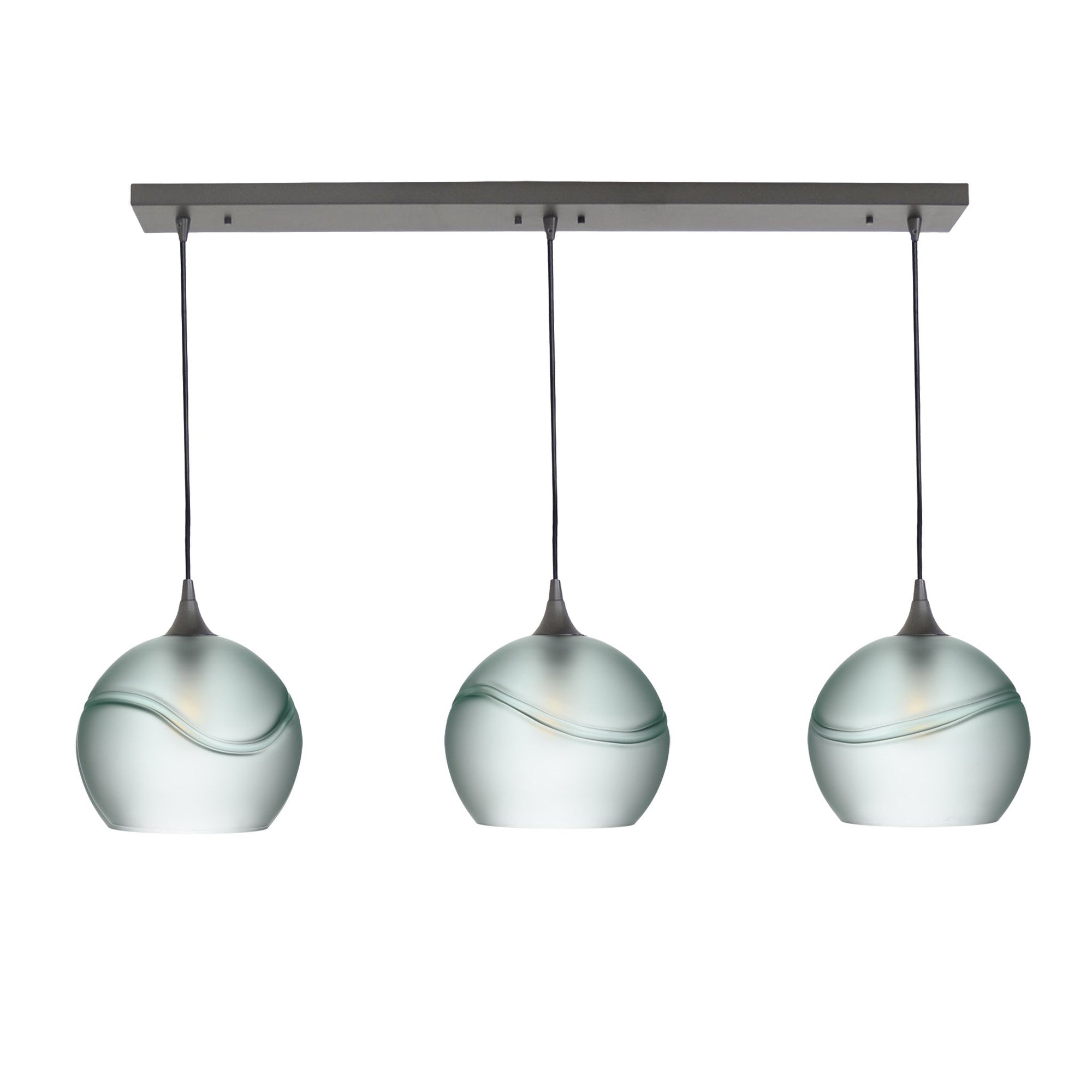 768 Glacial: 3 Pendant Linear Chandelier-Glass-Bicycle Glass Co - Hotshop-Eco Clear-Antique Bronze-Bicycle Glass Co