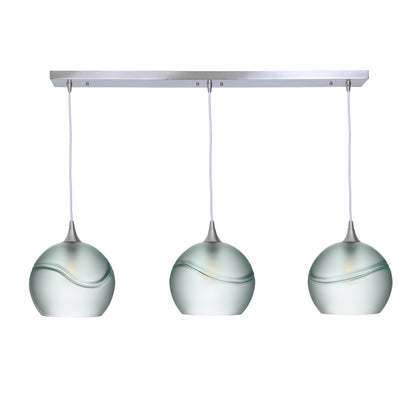 768 Glacial: 3 Pendant Linear Chandelier-Glass-Bicycle Glass Co - Hotshop-Eco Clear-Brushed Nickel-Bicycle Glass Co