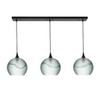 768 Glacial: 3 Pendant Linear Chandelier-Glass-Bicycle Glass Co - Hotshop-Eco Clear-Matte Black-Bicycle Glass Co