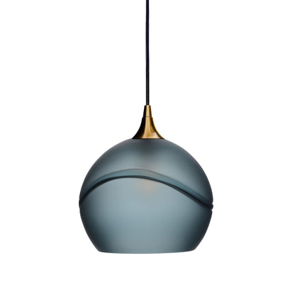 768 Glacial: Single Pendant Light-Glass-Bicycle Glass Co - Hotshop-Steel Blue-Antique Bronze-Bicycle Glass Co