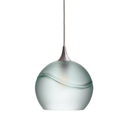 768 Glacial: Single Pendant Light-Glass-Bicycle Glass Co - Hotshop-Eco Clear-Brushed Nickel-Bicycle Glass Co