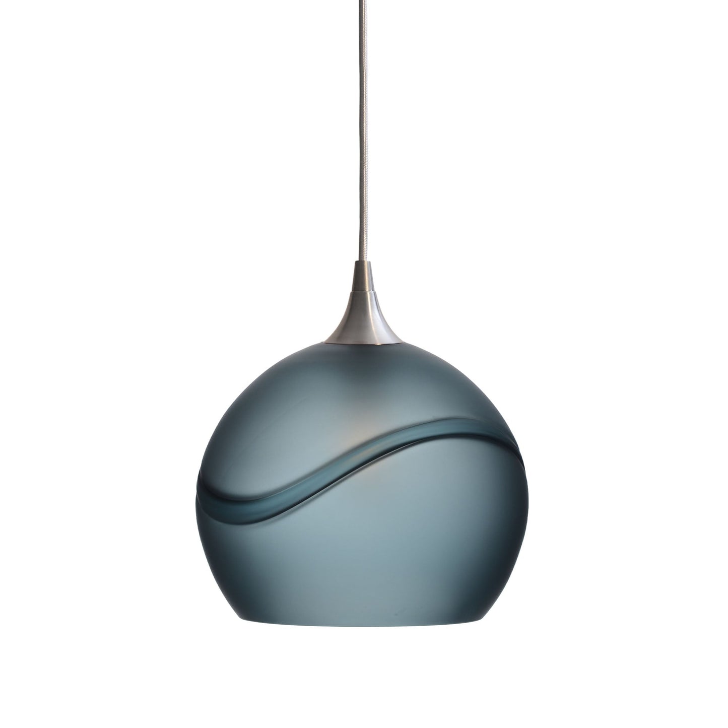 768 Glacial: Single Pendant Light-Glass-Bicycle Glass Co - Hotshop-Slate Gray-Brushed Nickel-Bicycle Glass Co