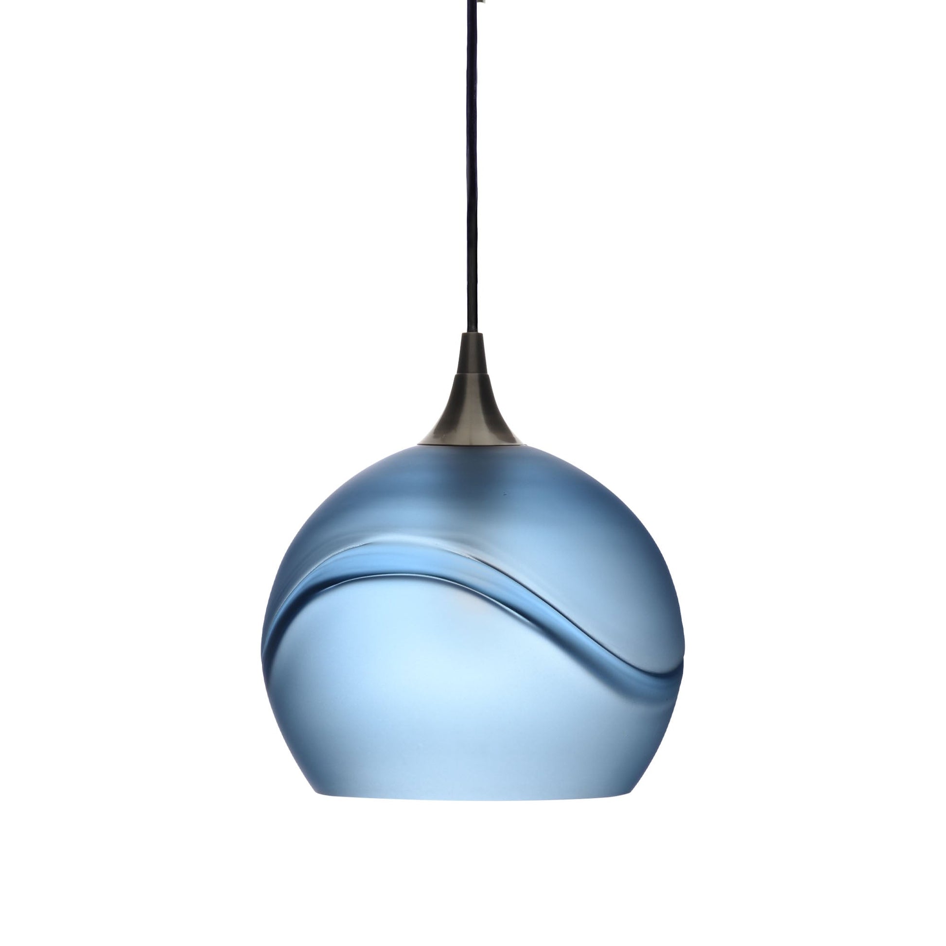 768 Glacial: Single Pendant Light-Glass-Bicycle Glass Co - Hotshop-Steel Blue-Antique Bronze-Bicycle Glass Co