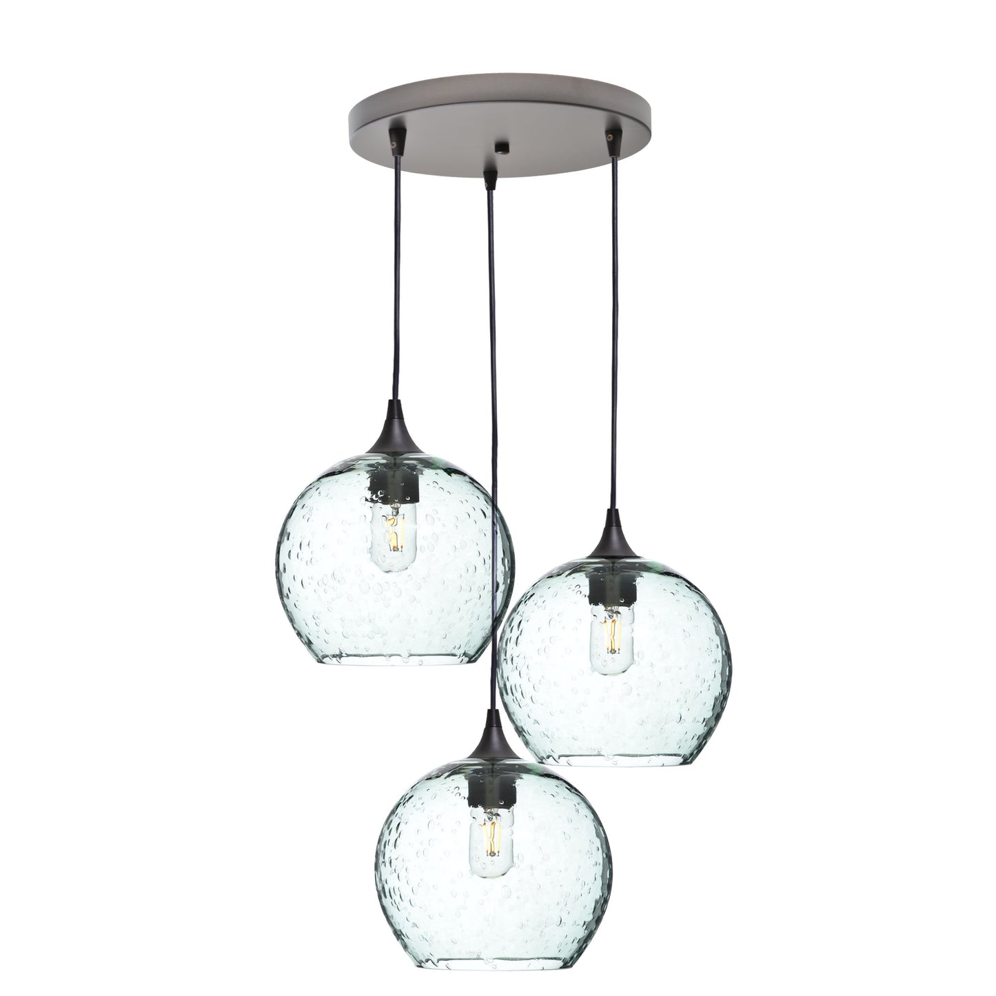 768 Lunar: 3 Pendant Cascade Chandelier-Glass-Bicycle Glass Co - Hotshop-Eco Clear-Antique Bronze-Bicycle Glass Co