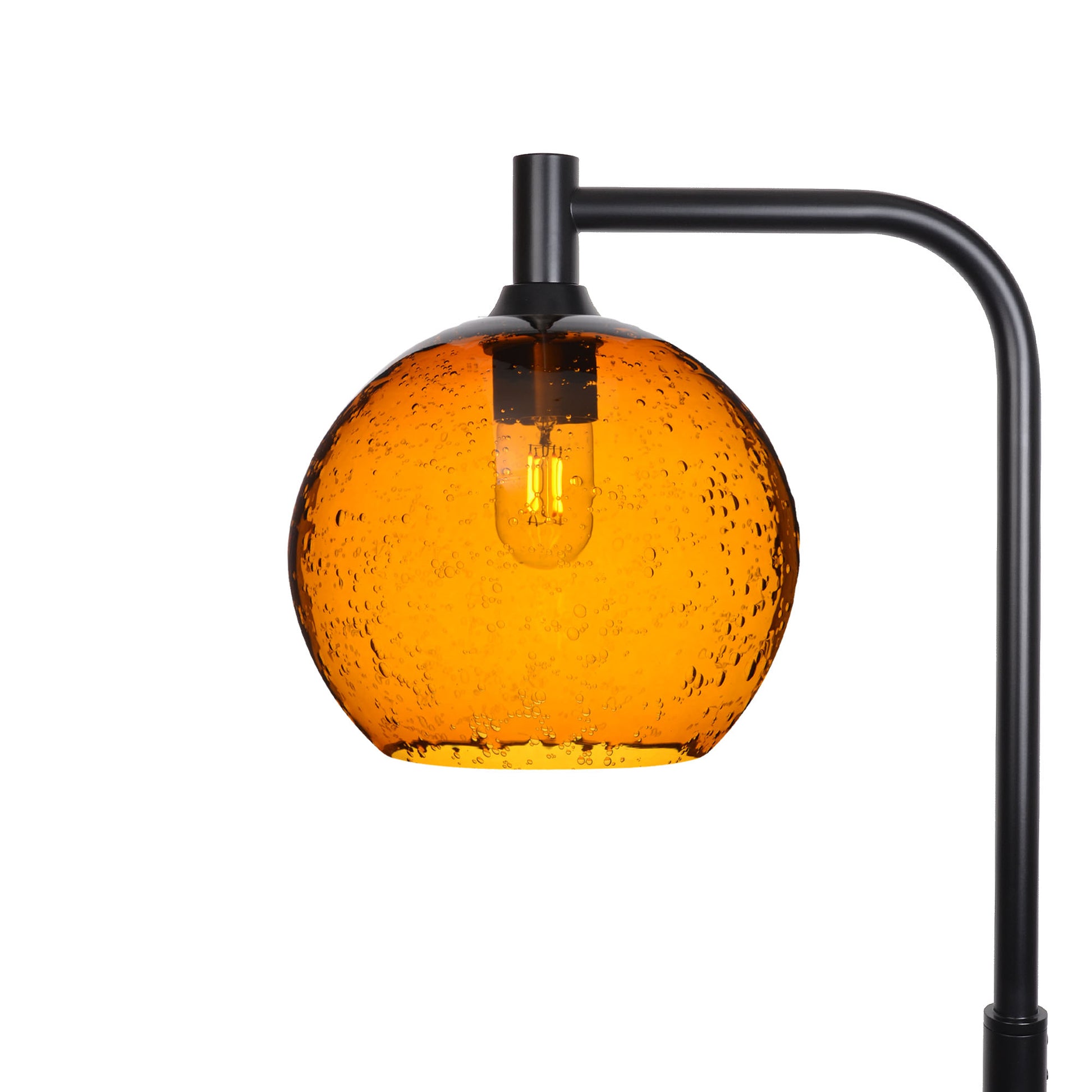 768 Lunar: Floor Lamp-Glass-Bicycle Glass Co - Hotshop-Golden Amber-Matte Black-Bicycle Glass Co