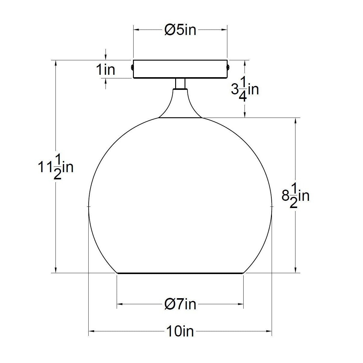 768 Lunar: Semi Flush Light-Glass-Bicycle Glass Co-Slate Gray-Bicycle Glass Co