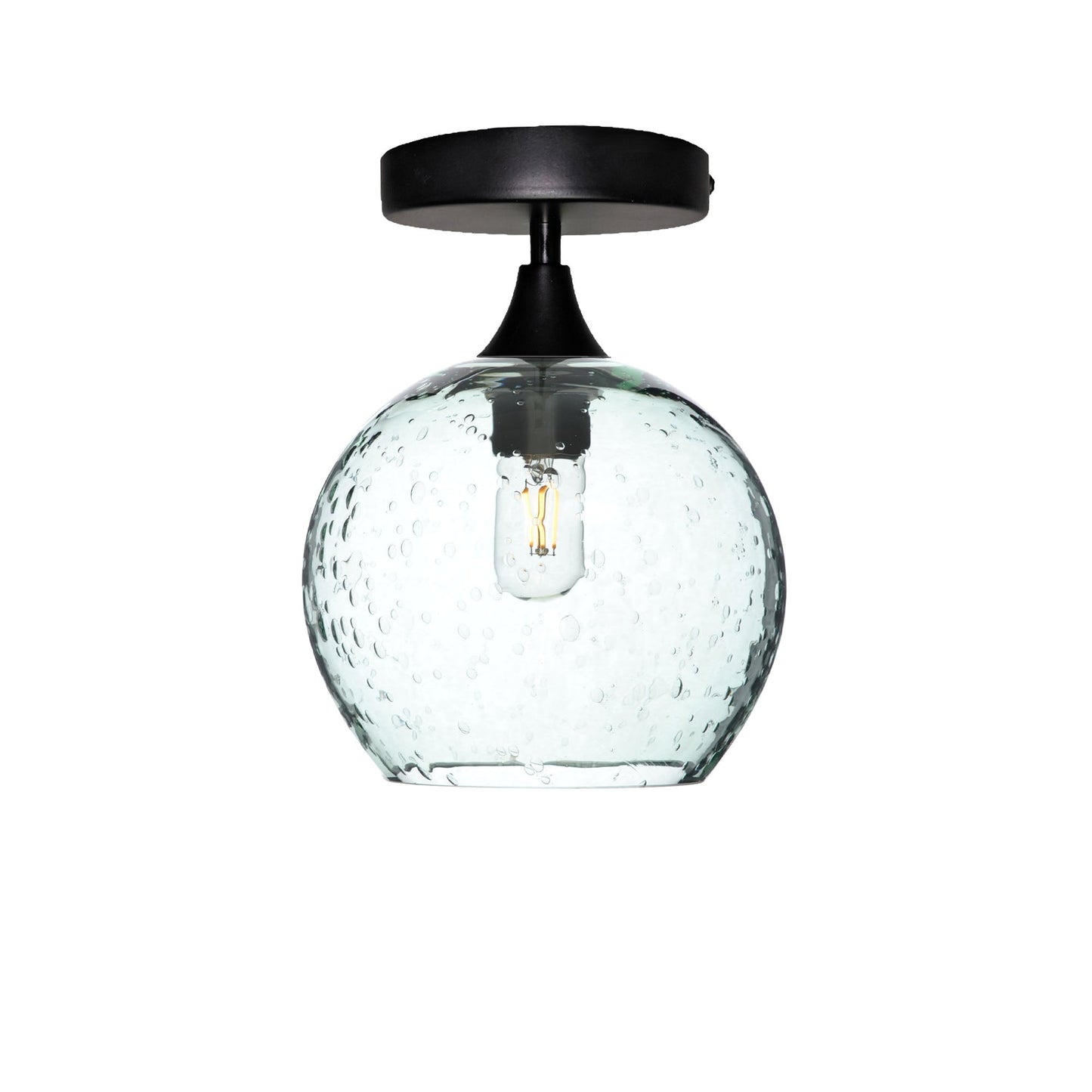 768 Lunar: Semi Flush Light-Glass-Bicycle Glass Co - Hotshop-Eco Clear-Matte Black-Bicycle Glass Co