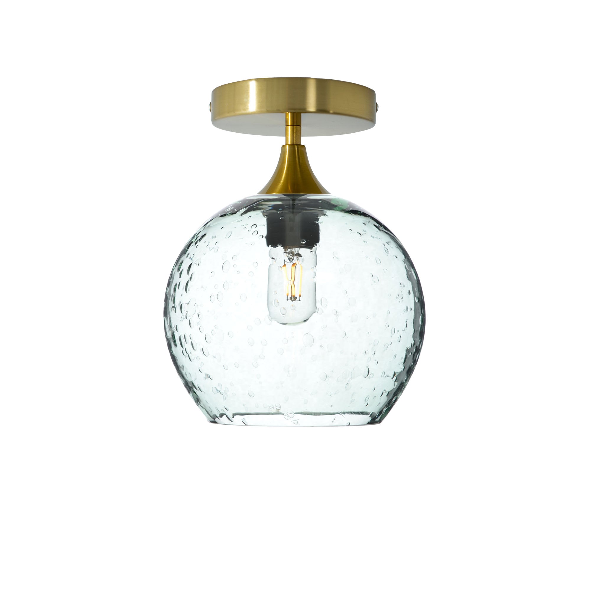 768 Lunar: Semi Flush Light-Glass-Bicycle Glass Co - Hotshop-Eco Clear-Polished Brass-Bicycle Glass Co
