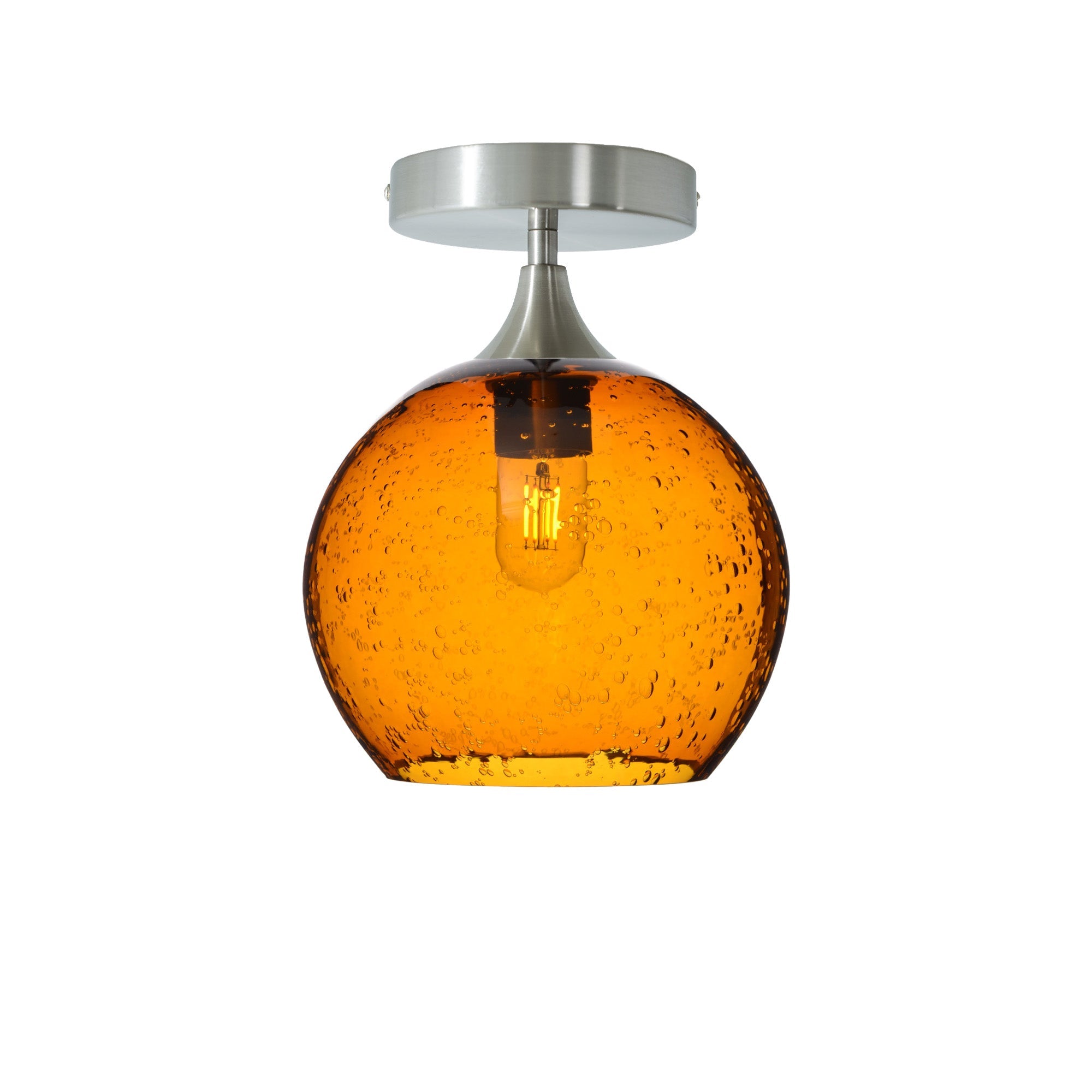 768 Lunar: Semi Flush Light-Glass-Bicycle Glass Co - Hotshop-Golden Amber-Brushed Nickel-Bicycle Glass Co