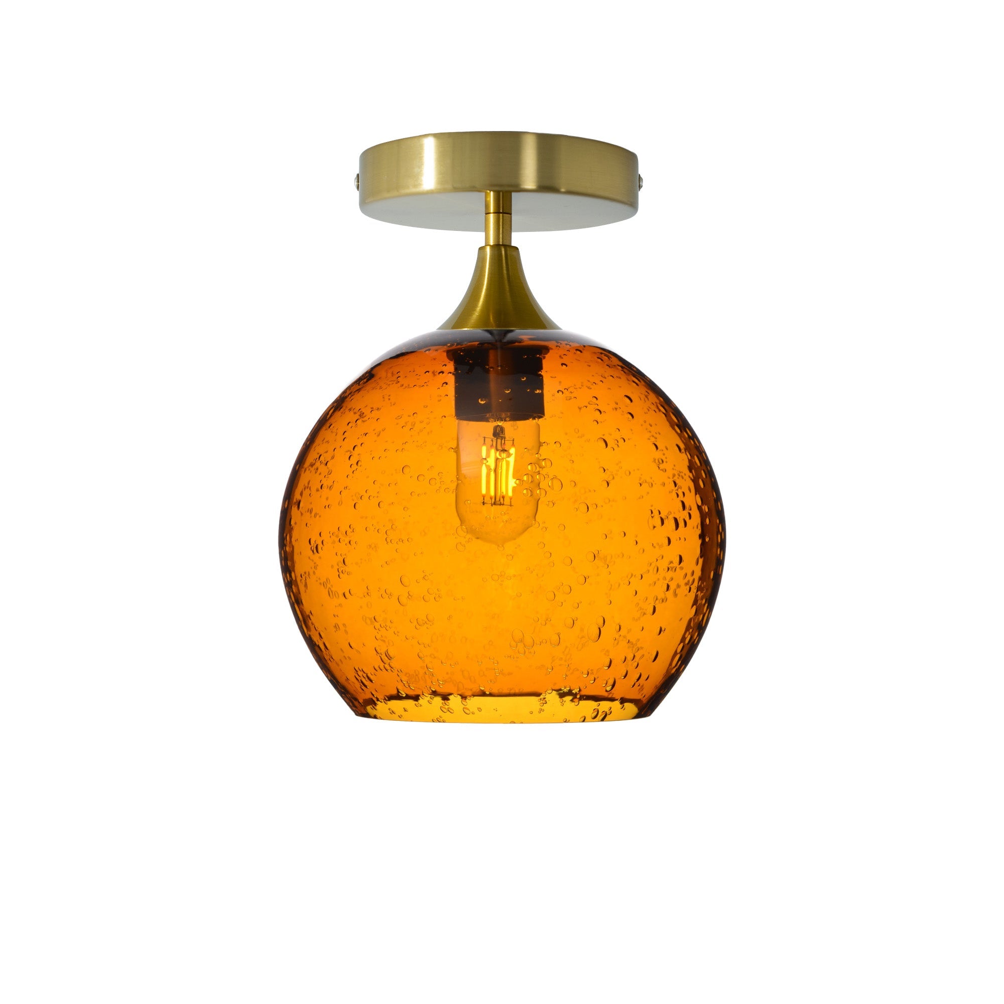 768 Lunar: Semi Flush Light-Glass-Bicycle Glass Co - Hotshop-Golden Amber-Polished Brass-Bicycle Glass Co