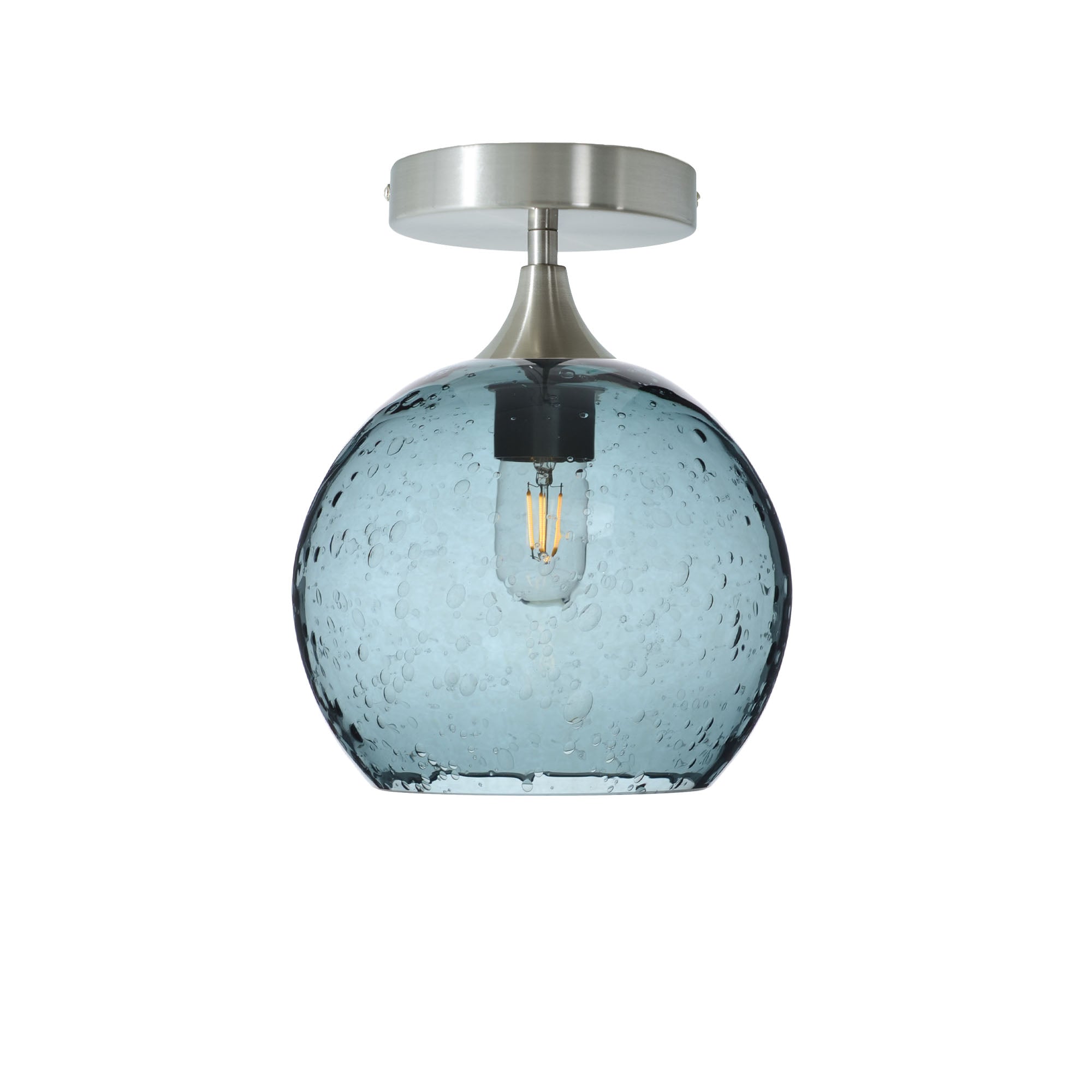 768 Lunar: Semi Flush Light-Glass-Bicycle Glass Co - Hotshop-Slate Gray-Brushed Nickel-Bicycle Glass Co