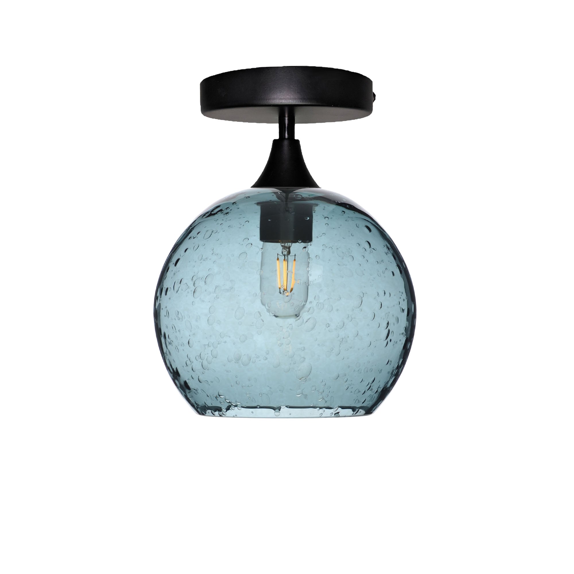 768 Lunar: Semi Flush Light-Glass-Bicycle Glass Co - Hotshop-Slate Gray-Matte Black-Bicycle Glass Co