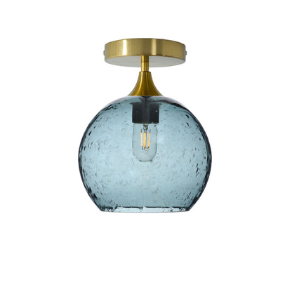 768 Lunar: Semi Flush Light-Glass-Bicycle Glass Co - Hotshop-Slate Gray-Polished Brass-Bicycle Glass Co