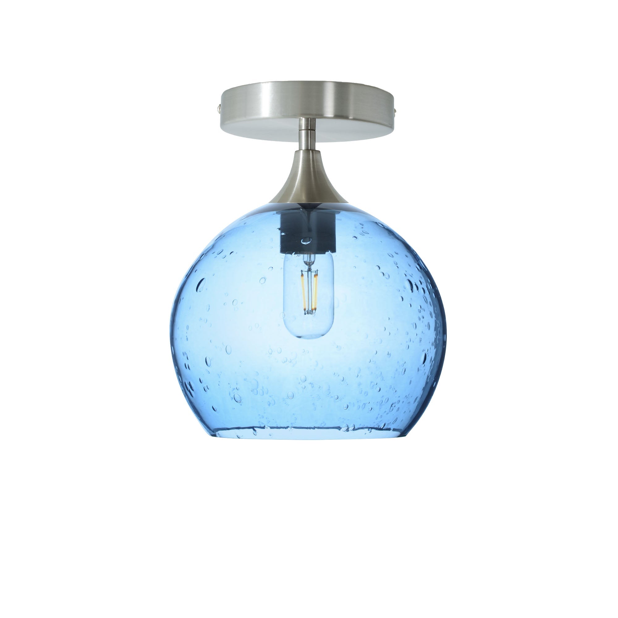 768 Lunar: Semi Flush Light-Glass-Bicycle Glass Co - Hotshop-Steel Blue-Brushed Nickel-Bicycle Glass Co