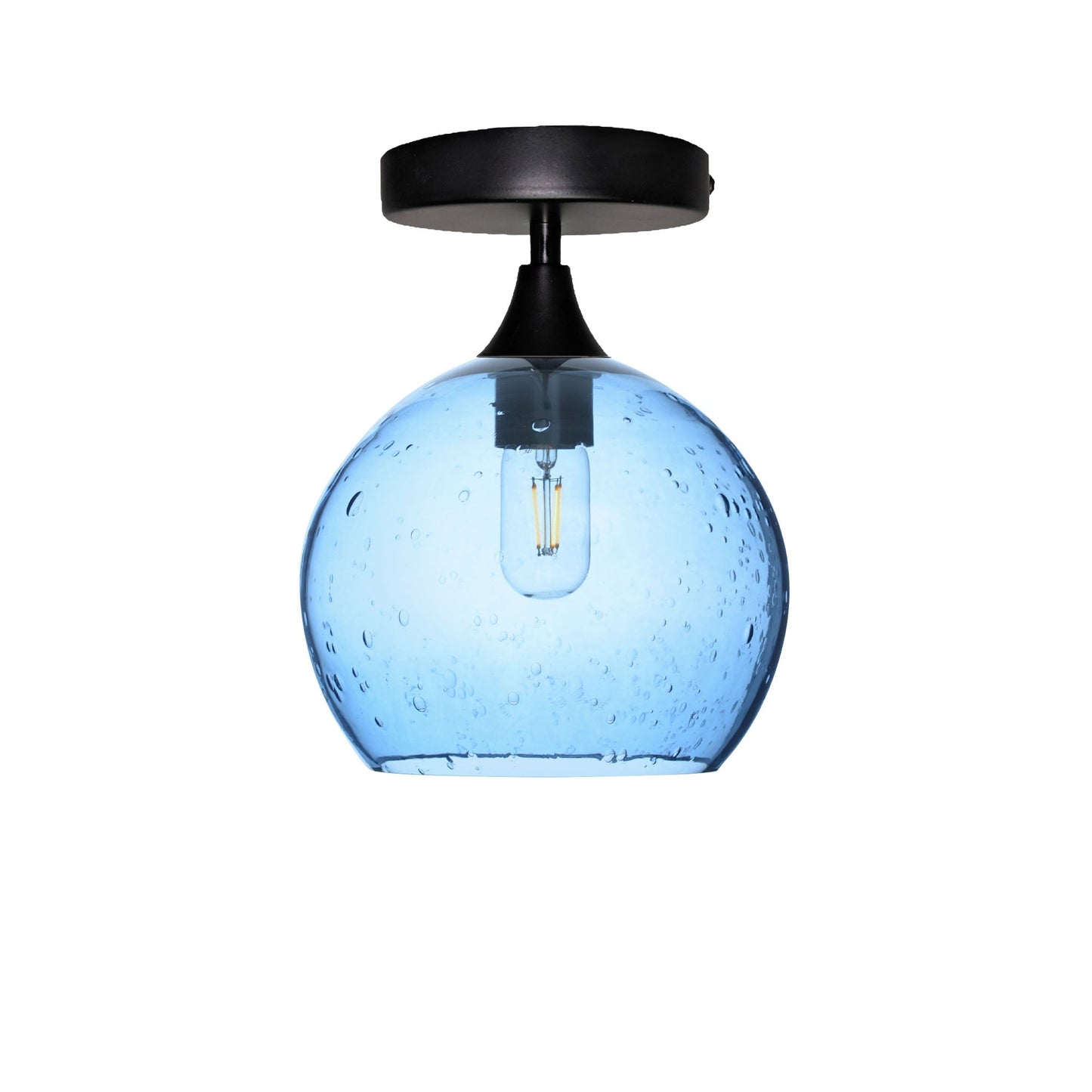 768 Lunar: Semi Flush Light-Glass-Bicycle Glass Co - Hotshop-Steel Blue-Matte Black-Bicycle Glass Co