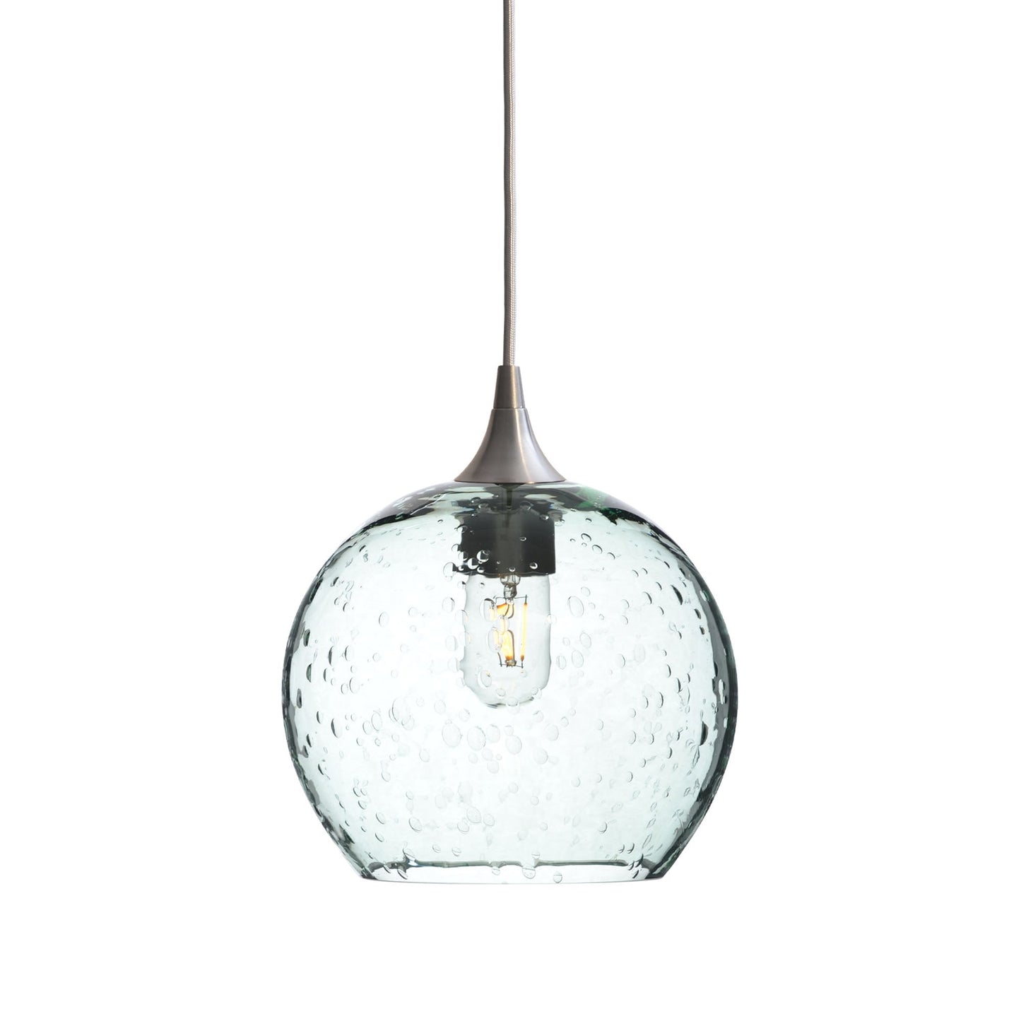 768 Lunar: Single Pendant Light-Glass-Bicycle Glass Co - Hotshop-Eco Clear-Brushed Nickel-Bicycle Glass Co