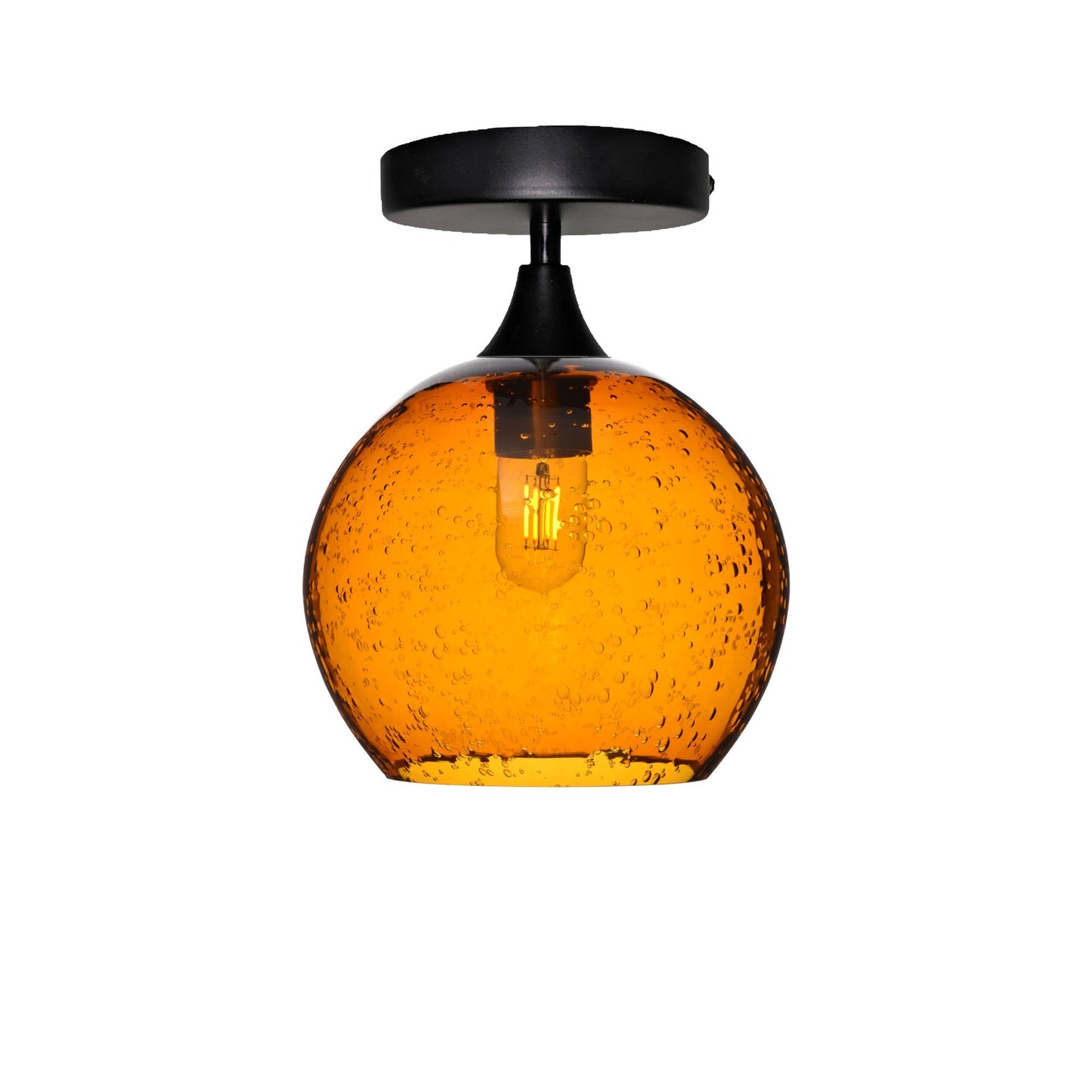 768 Semi-Flush-Bicycle Glass Co - Hotshop-Lunar-Golden Amber-Matte Black-Bicycle Glass Co