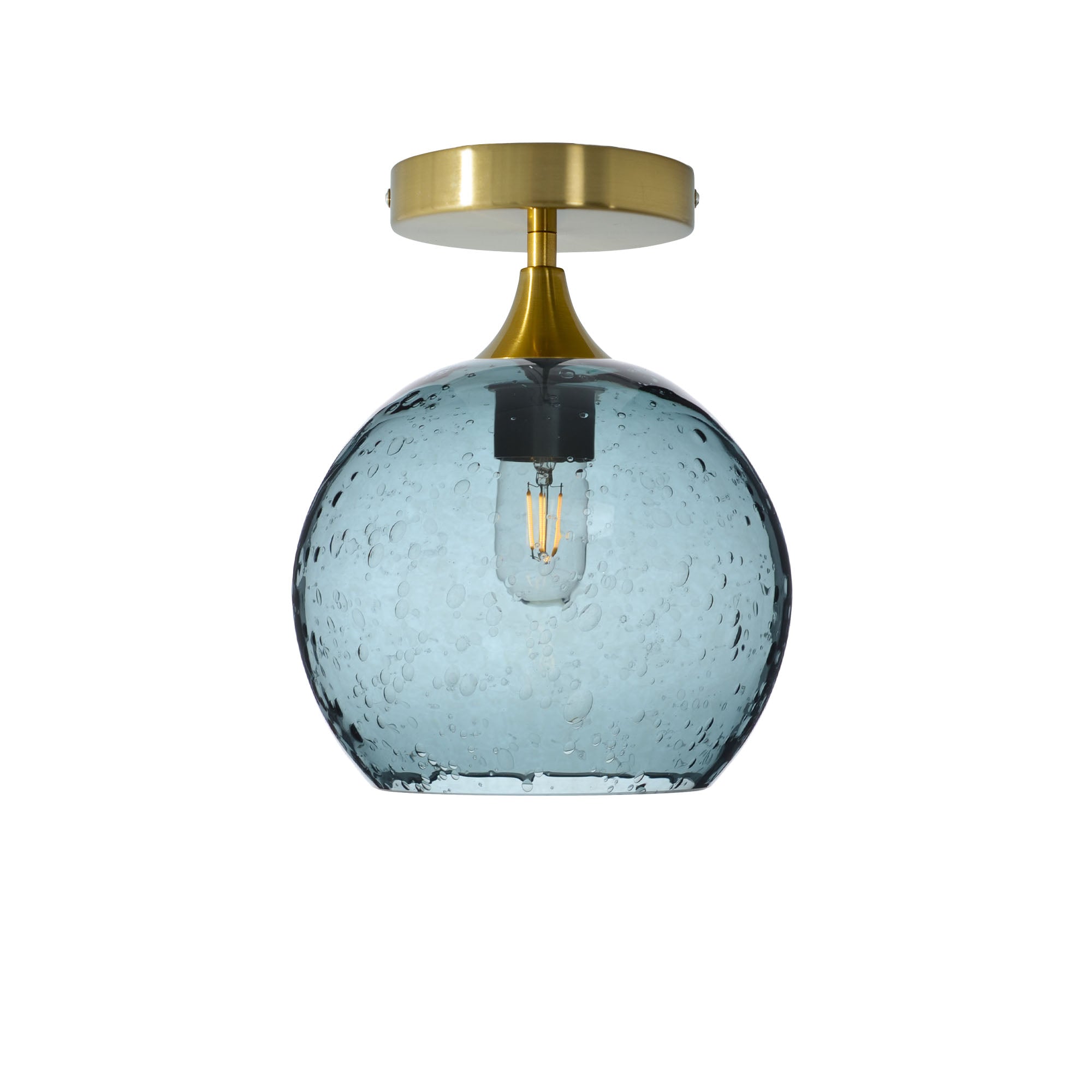 768 Semi-Flush-Bicycle Glass Co - Hotshop-Lunar-Slate Gray-Polished Brass-Bicycle Glass Co