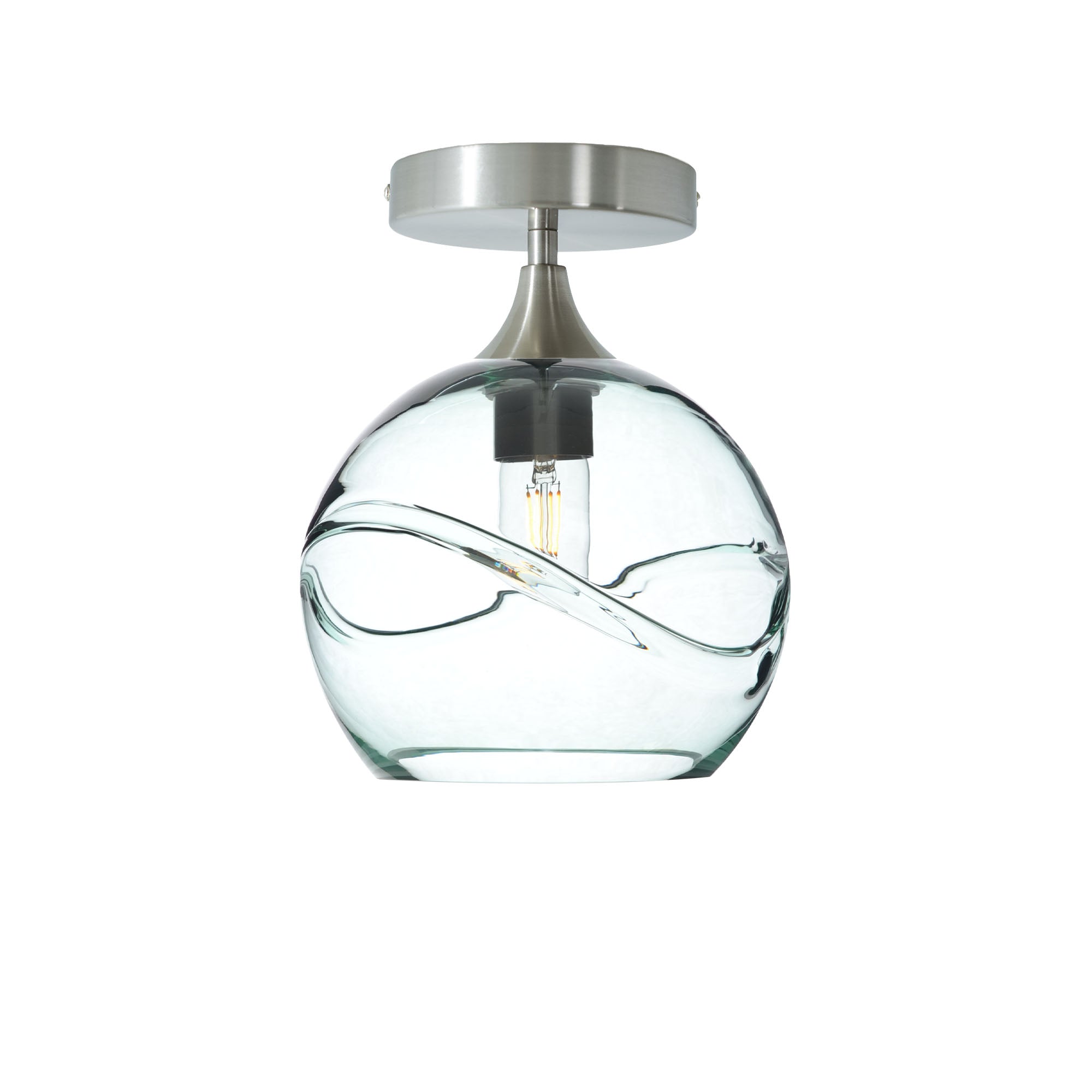 768 Semi-Flush-Bicycle Glass Co - Hotshop-Swell-Eco Clear-Brushed Nickel-Bicycle Glass Co