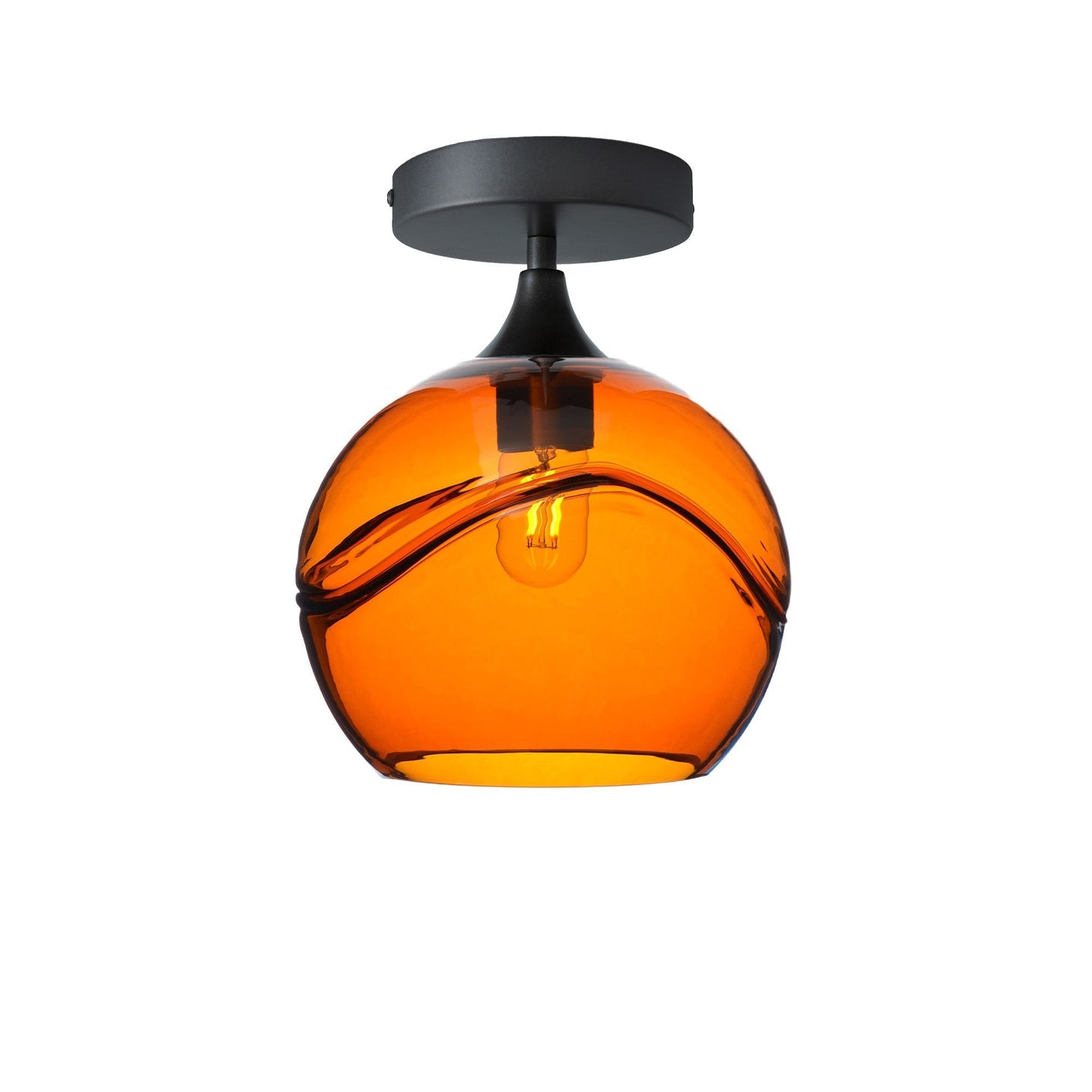 768 Semi-Flush-Bicycle Glass Co - Hotshop-Swell-Golden Amber-Antique Bronze-Bicycle Glass Co