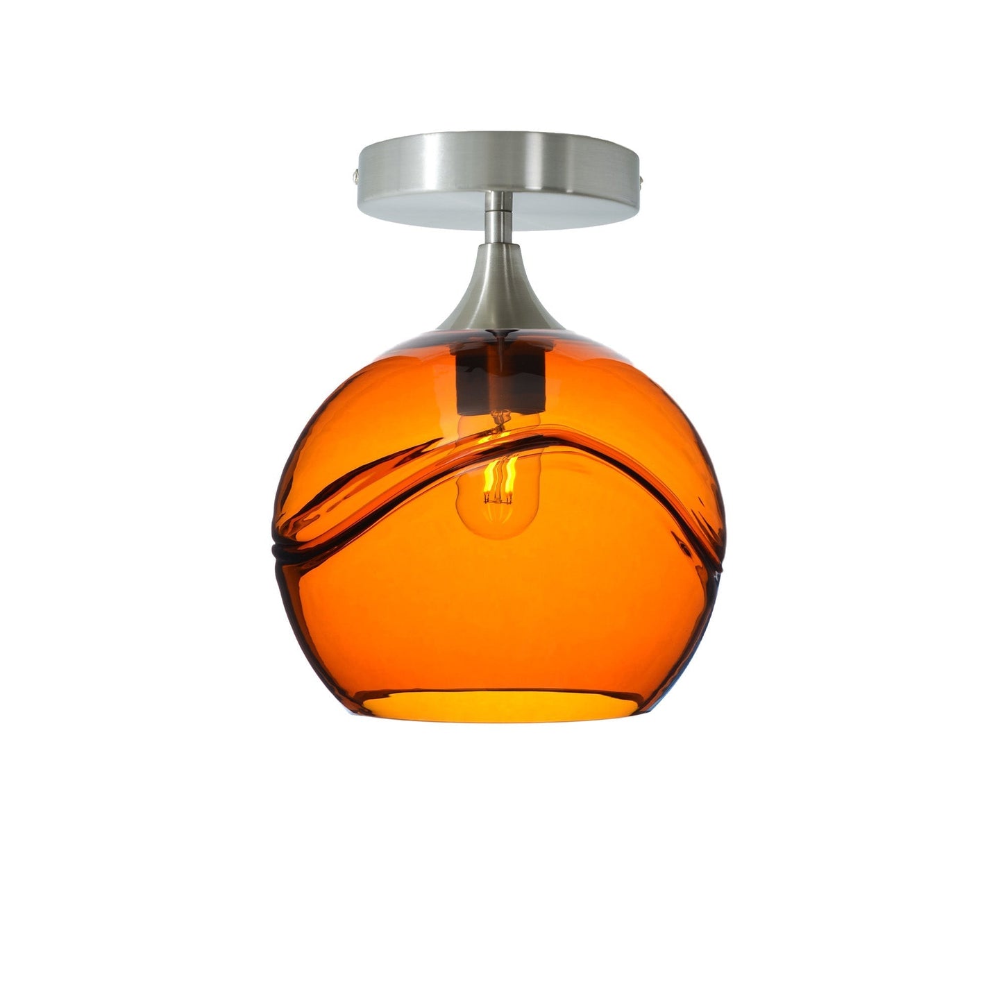 768 Semi-Flush-Bicycle Glass Co - Hotshop-Swell-Golden Amber-Brushed Nickel-Bicycle Glass Co