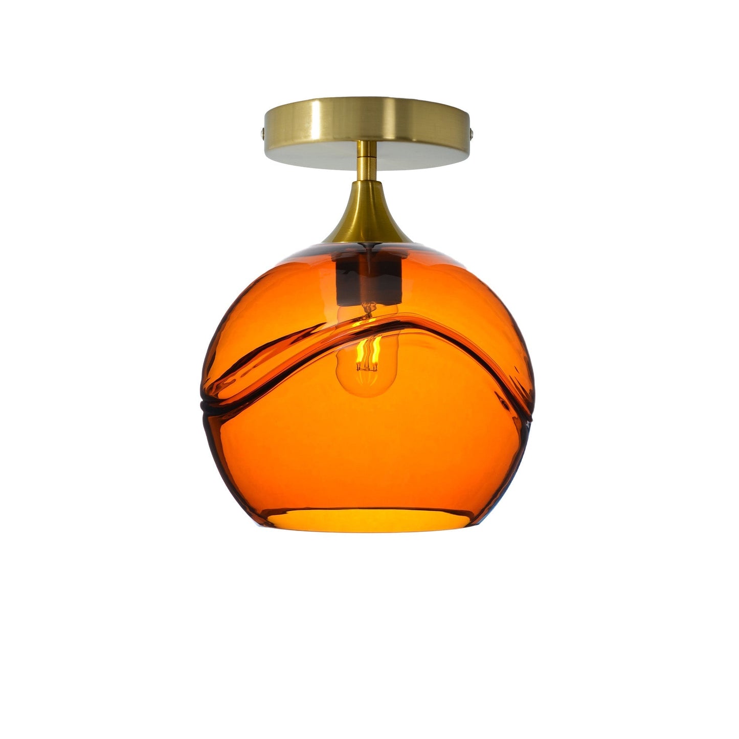 768 Semi-Flush-Bicycle Glass Co - Hotshop-Swell-Golden Amber-Polished Brass-Bicycle Glass Co