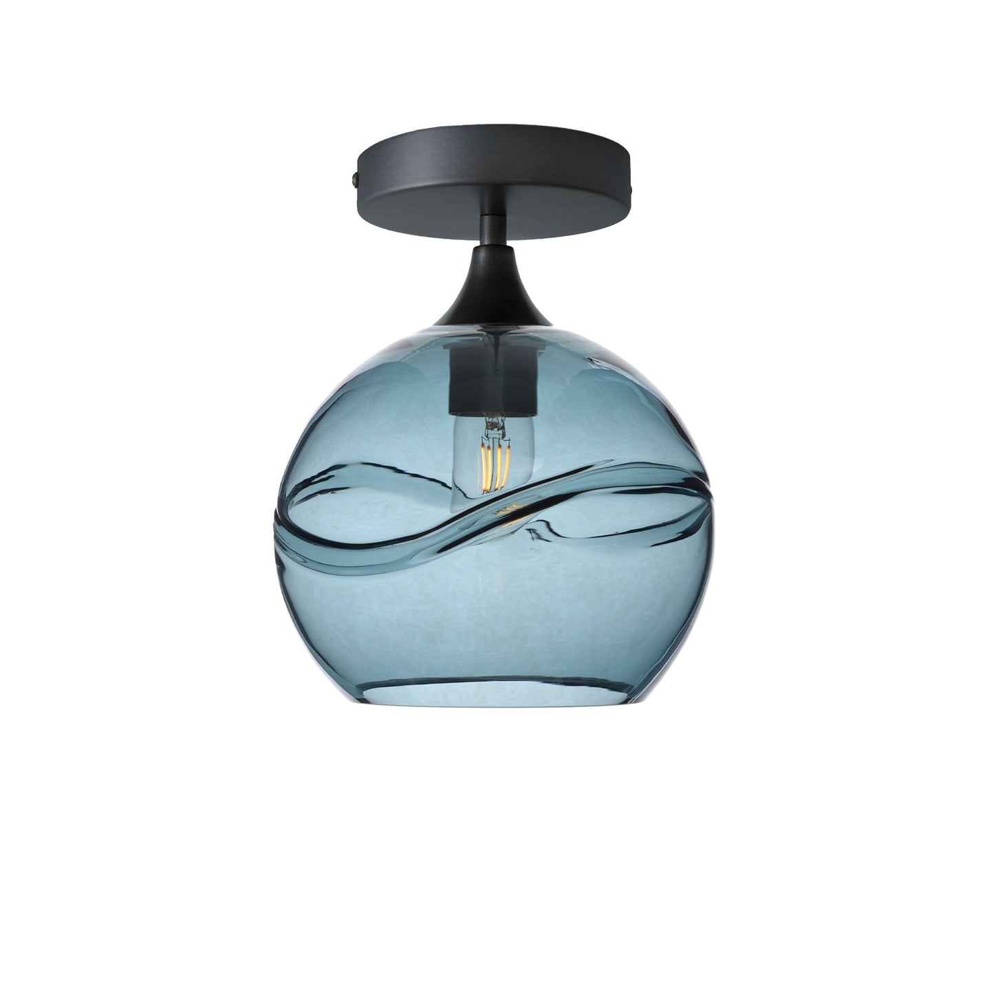 768 Semi-Flush-Bicycle Glass Co - Hotshop-Swell-Slate Gray-Antique Bronze-Bicycle Glass Co