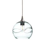 768 Single Pendant Light-Bicycle Glass Co-Brushed Nickel 15ft Cord + Track Mount-Swell-Eco Clear-Bicycle Glass Co