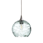 768 Single Pendant Light-Bicycle Glass Co-Brushed Nickel 15ft Cord + Track Mount-Spun-Eco Clear-Bicycle Glass Co