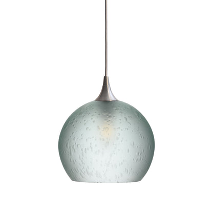 768 Single Pendant Light-Bicycle Glass Co-Brushed Nickel 15ft Cord + Track Mount-Celestial-Eco Clear-Bicycle Glass Co