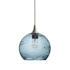 768 Single Pendant Light-Bicycle Glass Co-Brushed Nickel 15ft Cord + Track Mount-Spun-Slate Gray-Bicycle Glass Co